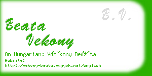 beata vekony business card